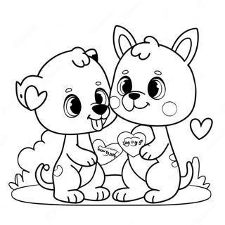 Cute Na Mga Hayop Para Sa Araw Ng Mga Puso Na Pahina Ng Kulay Mga Pahina Ng Kulay