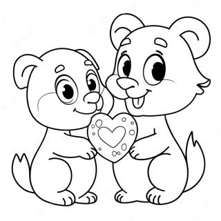 Cute Na Mga Hayop Para Sa Araw Ng Mga Puso Na Pahina Ng Kulay Mga Pahina Ng Kulay
