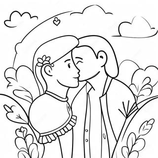 Romantikong Mga Magkasintahan Para Sa Araw Ng Mga Puso Na Pahina Ng Kulay Mga Pahina Ng Kulay