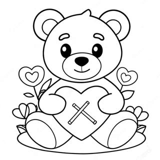 Kaakit-Akit Na Teddy Bear Para Sa Araw Ng Mga Puso Na Pahina Ng Kulay Mga Pahina Ng Kulay