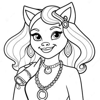 Clawdeen Wolf Na May Estilong Aksesorya Sa Pahina Ng Kulay 87877-28472