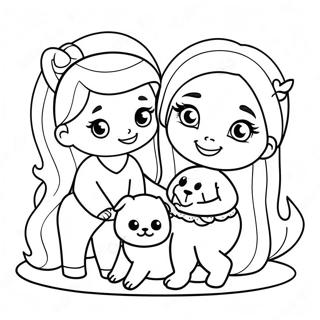 Cute Na Barbie At Ken Kasama Ang Mga Alaga Na Pahina Ng Kulay 87982 28555