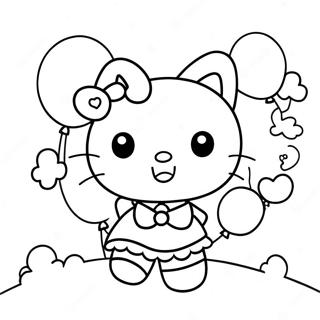 Pahina Ng Kulay Ng Hello Kitty Na May Mga Lobo 88390-28861