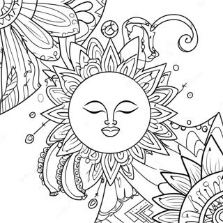 Detalyadong Bohemian Araw At Buwan Na Pahina Ng Kulay 88445 28914