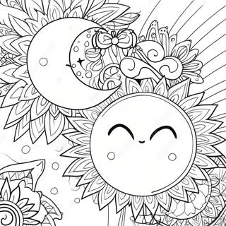 Detalyadong Bohemian Araw At Buwan Na Pahina Ng Kulay 88445 28916