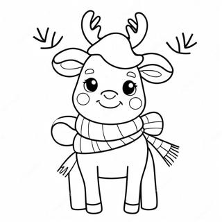 Cute Na Reindeer Na May Scarf Na Pahina Ng Kulay Mga Pahina Ng Kulay