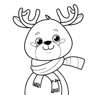 Cute Na Reindeer Na May Scarf Na Pahina Ng Kulay Mga Pahina Ng Kulay