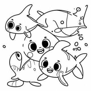 Cute Na Pamilya Ng Baby Shark Na Pahina Ng Kulay 8927-457