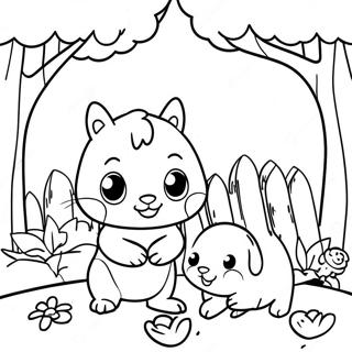 Cute Na Calico Critters Na Naglalaro Sa Hardin Pahina Ng Kulay 89783 29944