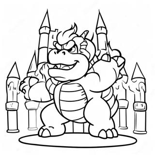 Bowser Sa Isang Naglalagablab Na Kastilyo Na Pahina Ng Kulay 9014-758