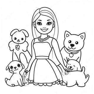 Pahina Ng Kulay Ng Barbie Kasama Ang Mga Cute Na Alaga 90867-30787