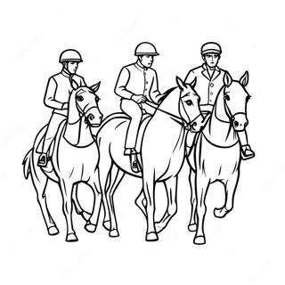 Eleganteng Jockey Na Nakasakay Sa Mga Kabayo Na Pahina Ng Kulay 91021 30906