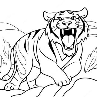 Mabangis Na Tigre Na Umaatungal Na Pahina Ng Kulay 9115-1420