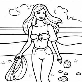 Barbie Sa Tabing Dagat Pahina Ng Kulay 915-1676