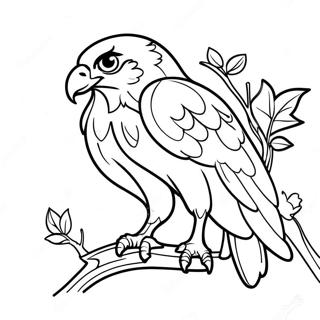 Eleganteng Lawin Na Nakatayo Sa Sanga Pahina Ng Kulay 92353-32017