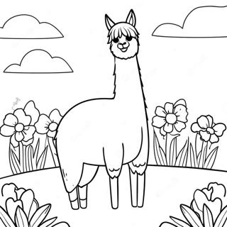 Pahina Ng Kulay Ng Llama Llama Na May Mga Bulaklak 92585-32194