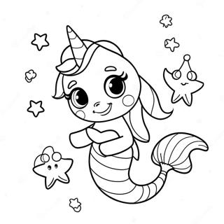 Cute Na Pahina Ng Kulay Ng Unicorn Sirena Na May Starfish 93382-32817