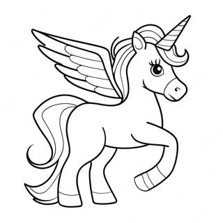 Pahina Ng Kulay Ng Nagniningning Na Unicorn Na May Pakpak Mga Pahina Ng Kulay