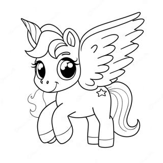Pahina Ng Kulay Ng Cute Na Unicorn Na May Malalaking Pakpak Mga Pahina Ng Kulay