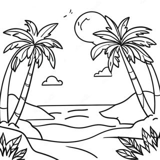 Paraiso Ng Mga Palm Tree Na Pahina Ng Kulay 95133 34370