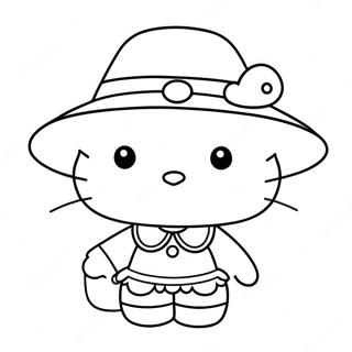 Hello Kitty Na May Sombrero Ng Pilgrim Na Pahina Ng Kulay 96078 35144
