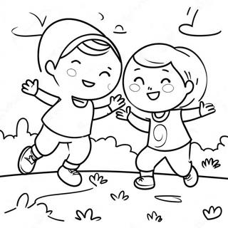 Magkakaibigang Mga Bata Na Naglalaro Nang Magkasama Na Pahina Ng Kulay 96366-35372