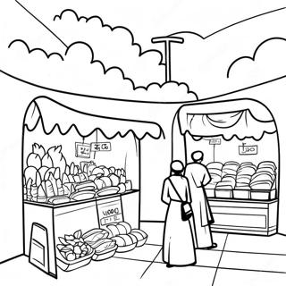 Makulay Na Pahina Ng Kulay Ng Eksena Sa Pamilihan Ng Israel 96544-35508