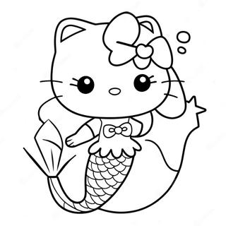 Cute Na Pahina Ng Kulay Ni Hello Kitty Na Sirena Na May Starfish 97518-36421