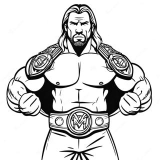 Pahina Ng Kulay Ng Epic Na Triple H Na Hawak Ang Dalawang Sinturon 97701-36569