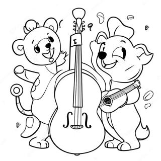 Pahina Ng Kulay Ng Mga Masiglang Hayop Na Nagtutugtog Ng Mga Instrumento 97934-36887