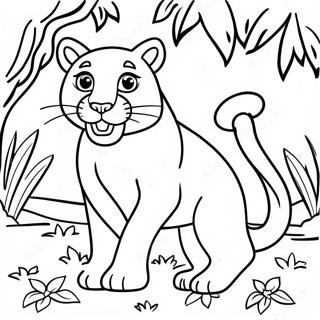 Masiglang Cougar Sa Gubat Pahina Ng Kulay 98881-37619