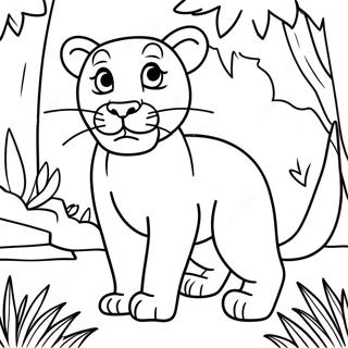 Masiglang Cougar Sa Gubat Pahina Ng Kulay 98881-37620